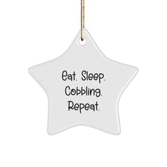 Cobbling Enthusiasts' Delight, Star Ornament Gifts from Friends, Eat. Sleep. Cobbling. Repeat., For Christmas - Image 1