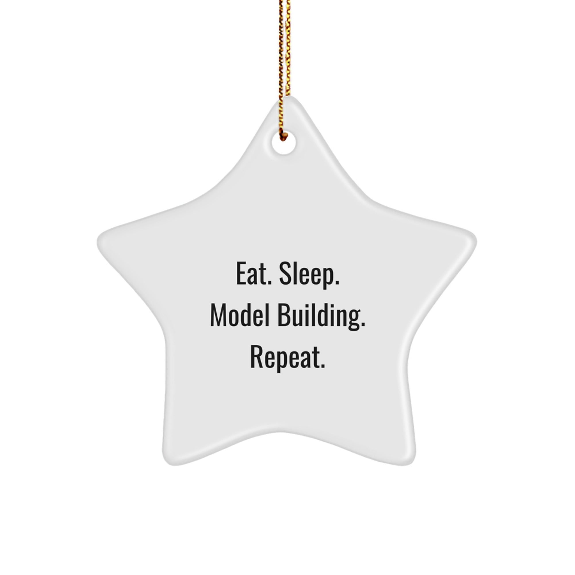 Model Building Gifts from Friends for Star Ornament Enthusiasts, Eat. Sleep. Model Building. Repeat., Christmas Star Shaped Decorations, MDF Material - Image 1
