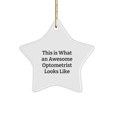 Optometrist Gifts from Friends - 'This Is What An Awesome Optometrist Looks Like' Star Ornament, White, 3.25'' Tall, Perfect for Christmas - Image 1