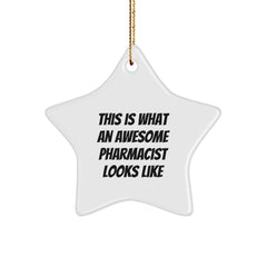Funny Pharmacist Gifts from Friends for Christmas - This Is What An Awesome Pharmacist Looks Like Star Ornament - Image 1