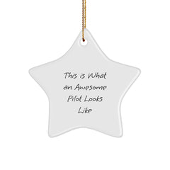 Pilot Gifts from Men for Christmas - This Is What An Awesome Pilot Looks Like Star Ornament, Unique Presents for Friends and Family - Image 1