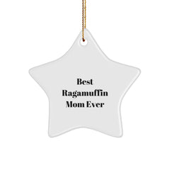 Ragamuffin Cat Lovers' Christmas Unique Gifts from Mom - Best 'Ragamuffin Mom Ever' Star Ornament for Friends, Family, or Coworkers - Image 1