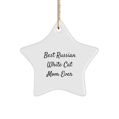 Russian White Cat Mom Gifts from Friends to Family - Best Russian White Cat Mom Ever Star Ornament for Christmas - Image 1
