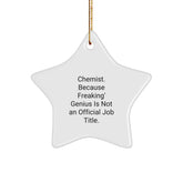 Funny Chemist Gifts - Star Ornament for Christmas, 'Chemist. Because Freaking' genius Is Not An Official Job Title.' - Image 1