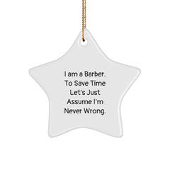 Funny Barber Star Ornament, Gifts from Men to Friends, Perfect for Christmas Unique Gifts - Image 1