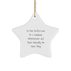 Funny Database Administrator Gifts, 'I'm Not Perfect' Star Ornament, Christmas Unique Presents for Men, Women, Friends, Coworkers, Family - Image 1