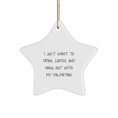 Funny Dalmatian Dog Lovers Gifts from Friends for Christmas - 'I Just Want To Drink Coffee And Hang Out With My Dalmatian' Star Ornament - Image 1