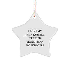 Funny Jack Russell Terrier Dog Gifts from Family, Unique Star Ornament for Christmas, I Love My Jack Russell Terrier More Than Most People - Image 1