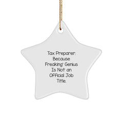 Funny Tax Preparer Gifts from Friends, Humorous Star Ornament for Christmas Unique Gifts for Tax Preparer, genius at Work - Image 1