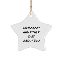 Borzoi Dog Lover Gifts from Friends, Funny Star Ornament for Borzoi Dog Owners at Christmas, Unique Borzoi Dog Gifts for Him/Her - Image 1