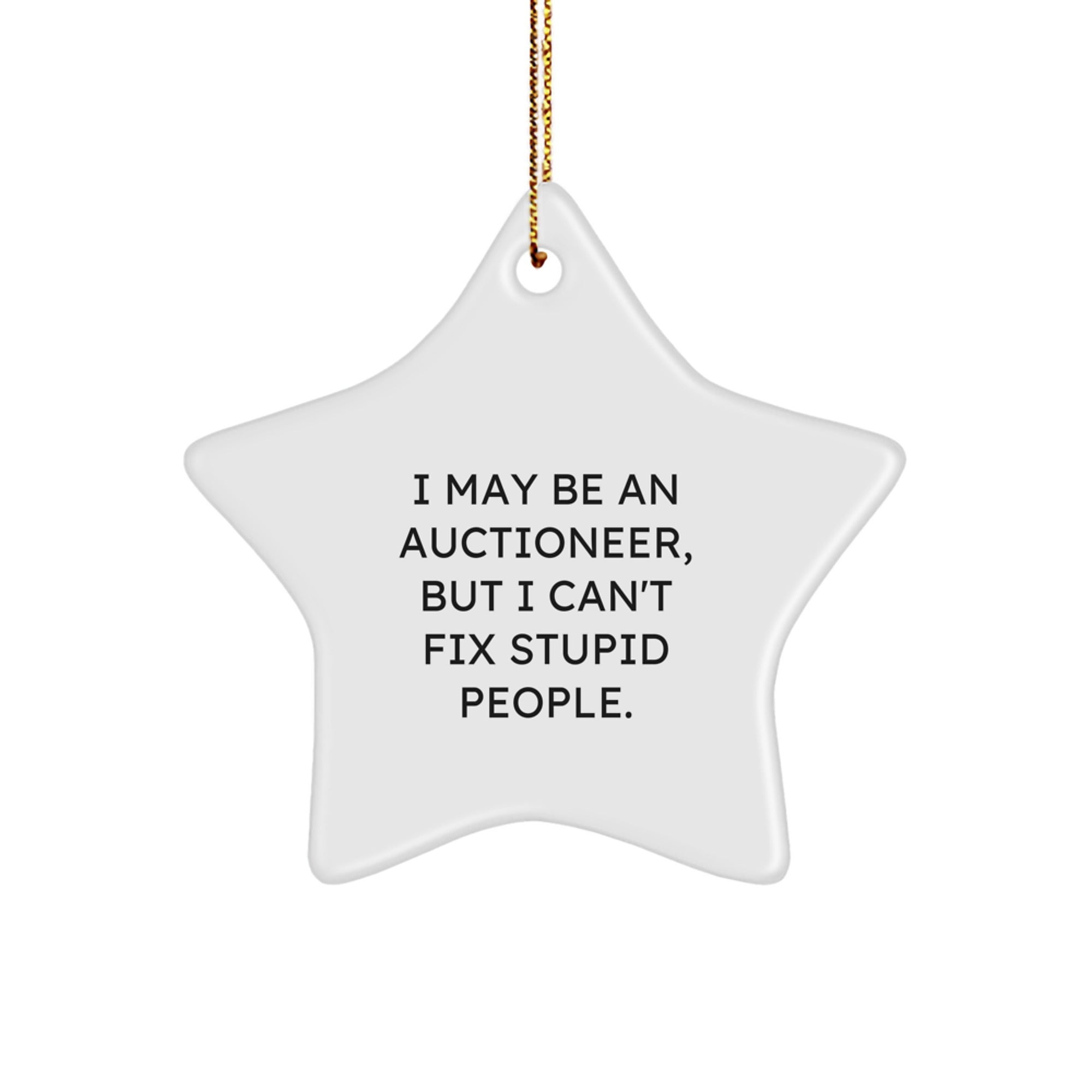 Funny Christmas Unique Gifts from Auctioneer Friends - Star Ornament with I May Be An Auctioneer, But I Can't Fix Stupid People. Quote, Perfect for Auctioneer Men, Women, Coworkers, or Family Members - Image 1
