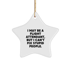 Funny Flight Attendant Gifts from Friends and Family - Christmas Unique Star Ornament - Image 1