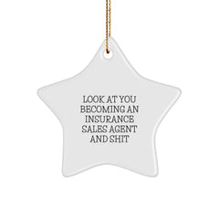 Funny Star Ornament for Insurance Sales Agent Gifts, Christmas Unique Presents from Friends or Family - Image 1