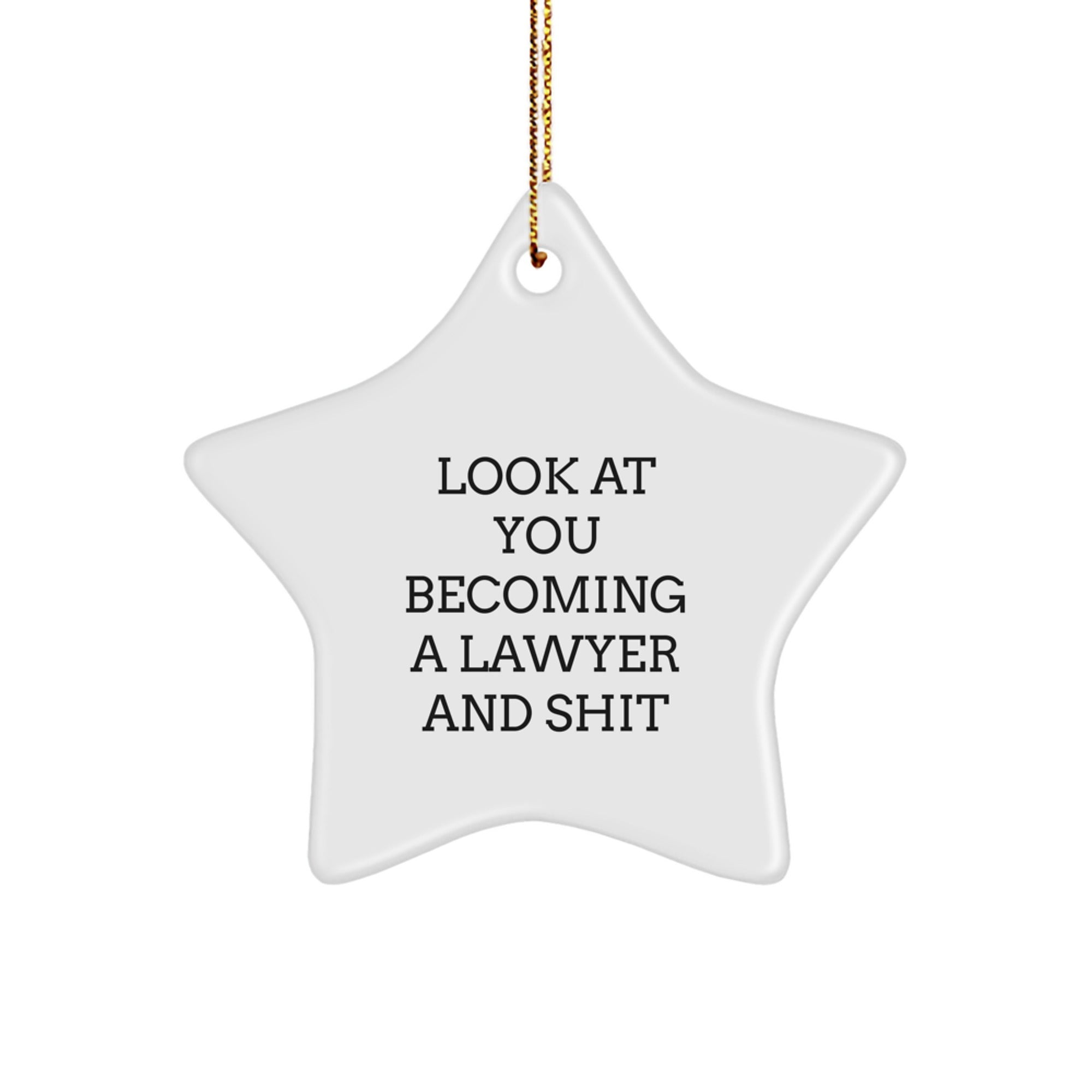 Funny Lawyer Star Ornament, Gifts from Friends to Lawyer, Lawyer Christmas Unique Ornaments, Star Shaped Lawyer Decoration, Look At You Becoming A Lawyer And Shit - Image 1