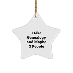 Genealogy Star Ornament Gifts for Family, Funny Quote 'I Like Genealogy And Maybe 3 People', Christmas Unique Star Decorations from Family, Star Ornament for Genealogy Lovers - Image 1