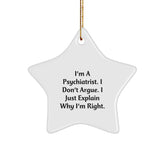 Funny Psychiatrist Gifts from Friends for Psychiatric Professionals Star Ornament, Christmas Unique Star-Shaped Decorations - Image 1