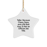 Funny Teller Gifts Star Ornament White Color Christmas Unique Gifts for Teller Men Women Friends Family - Image 1