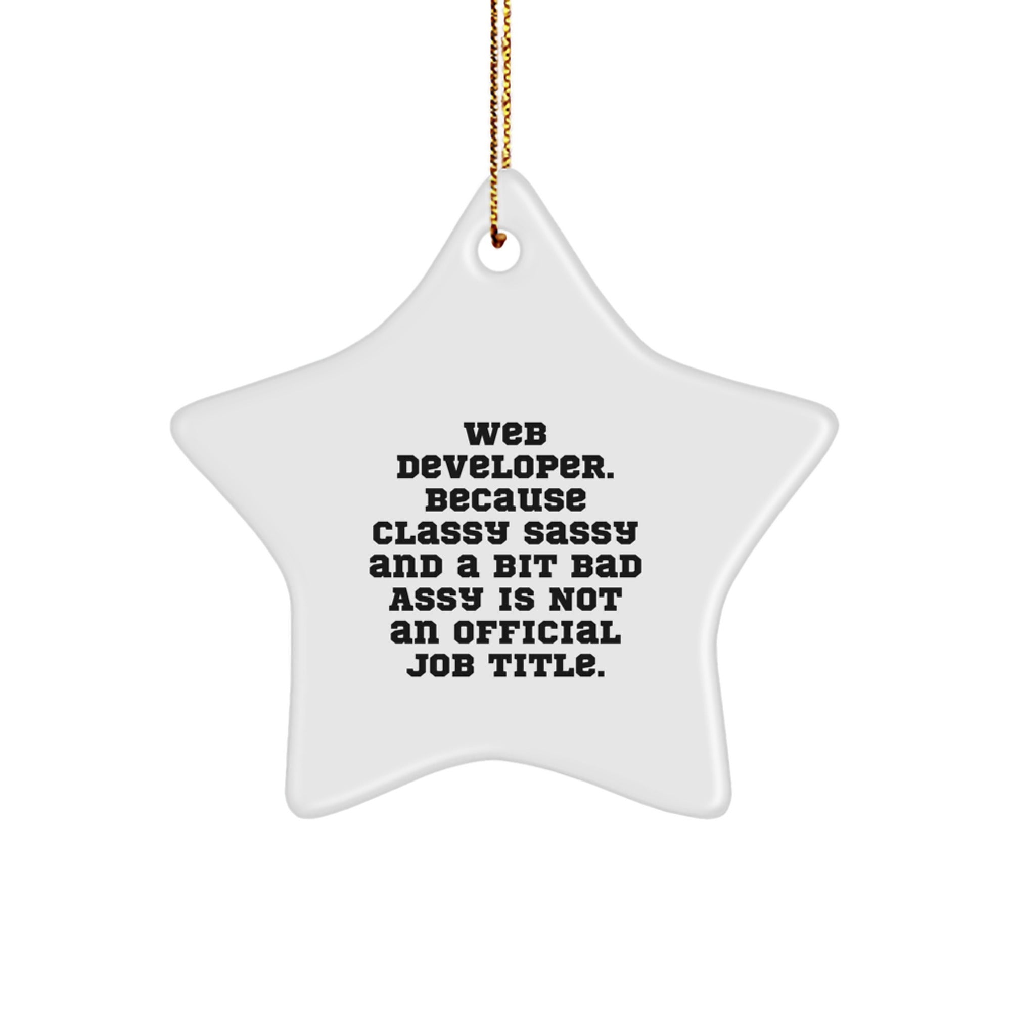 Web Developer Gifts from Friends - Funny Star Ornament for Christmas Unique Gifts for Web Developers - 'Web Developer. Because Classy Sassy And A Bit Fearlessy Is Not An Official Job Title.' - Image 1