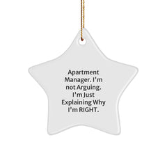 Funny Quotes for Apartment Managers, Christmas Star Ornament, Gifts from Friends, Fun Decorations for Apartment Manager, Apartment Manager Gifts with Humor - Image 1