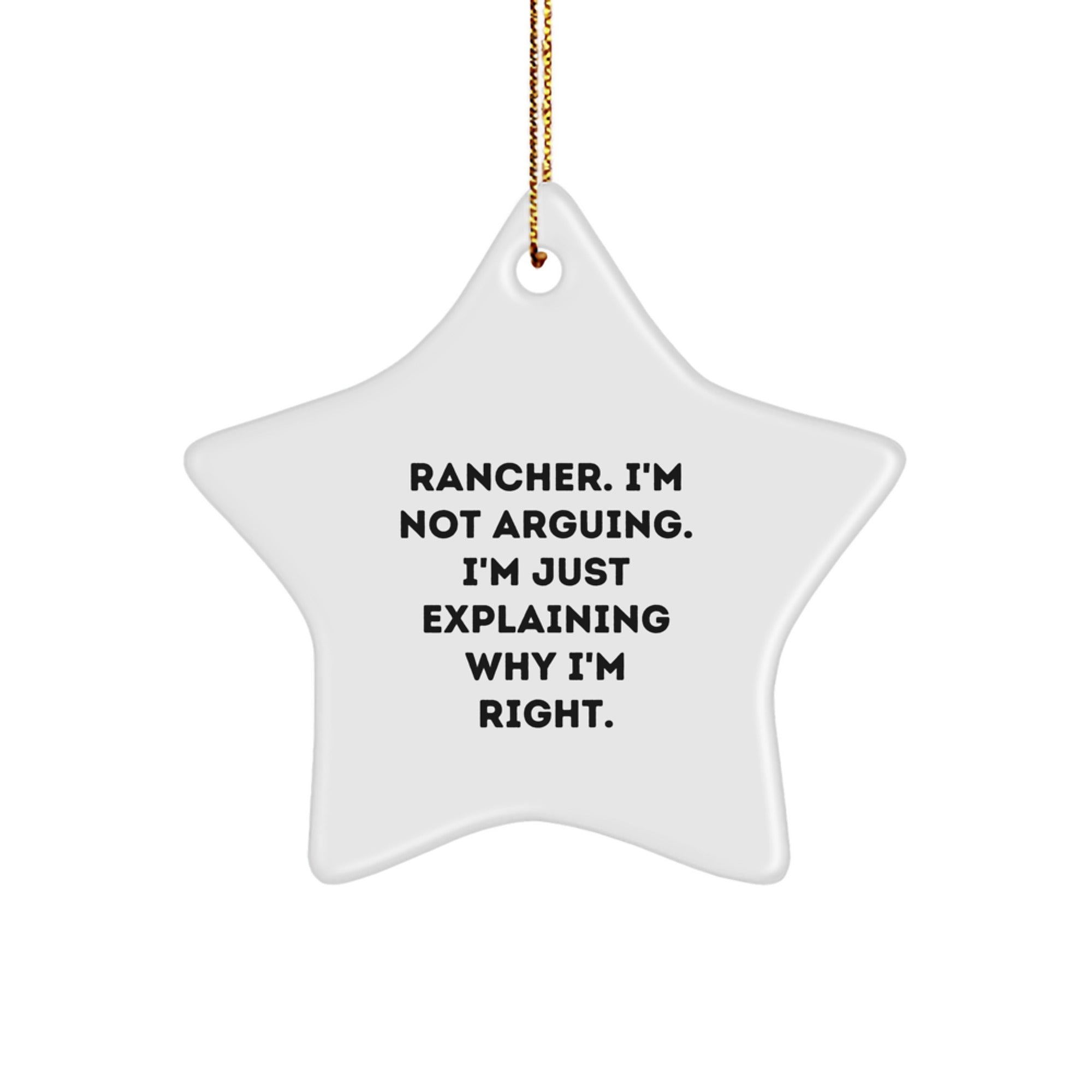 Funny Rancher Gifts from Men, Funny Christmas Unique Rancher Star Ornament, Rancher Explaining Right - Image 1