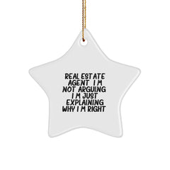 Funny Real Estate Agent Gifts for Friends Christmas Star Ornament - Gifts from Family to Coworkers - Image 1