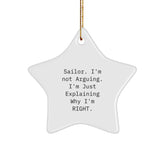 Funny Sailor Gifts from Friends, Christmas Unique Sailor Star Ornament for Men, Sailor Explaining Star Shaped Decor - Image 1