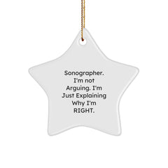 Funny Sonographer Gifts for Men from Coworkers, Holiday Star Ornament with Inspirational Quote, Unique Christmas Memorable Presents for Sonographer Professionals - Image 1