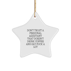 Funny Personal Assistant Gifts from Friends for Christmas Unique Star Ornament, Gifts for Personal Assistant, Coffee Lovers Star Decoration - Image 1