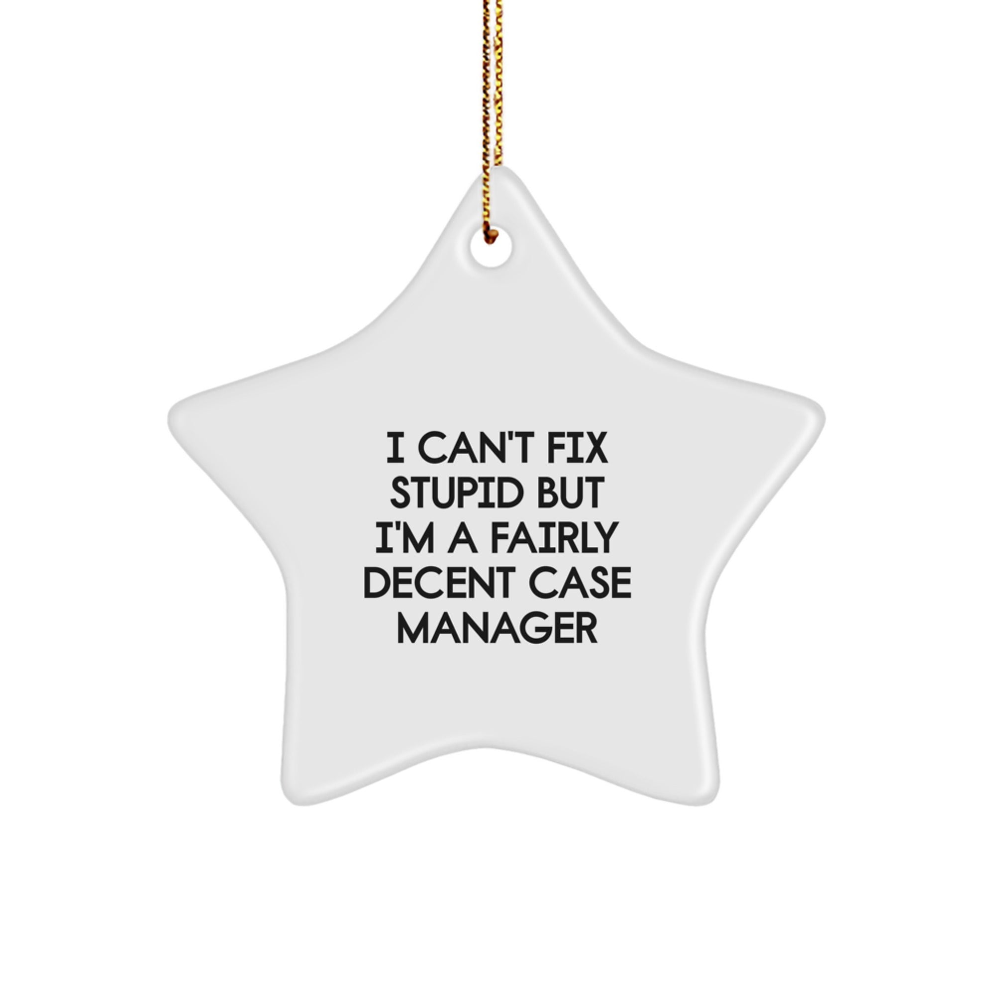 Funny Case Manager Gifts - I Can't Fix Stupid Star Ornament, Perfect for Coworkers, Friends, and Family, Christmas Unique Decorations, Gifts from Women for Men, Case Manager Star - Image 1
