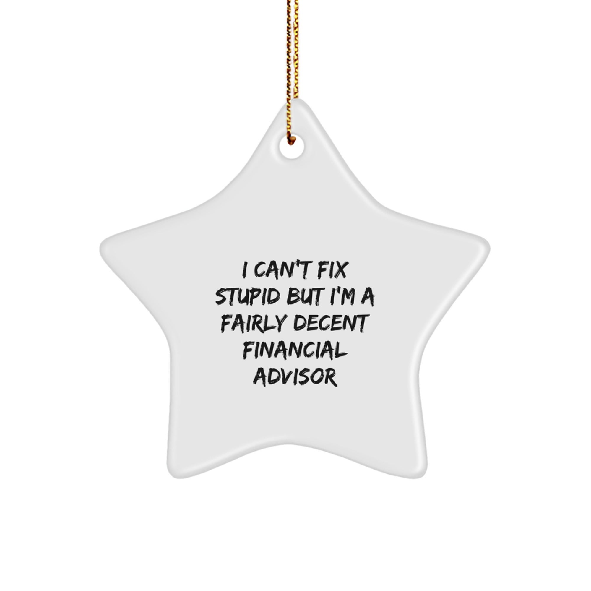 Funny Financial Advisor Gifts for Christmas - I Can't Fix Stupid But I'm A Fairly Decent Star Ornament, Gifts from Friends for Financial Advisor, Christmas Unique Ornament - Image 1