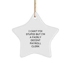 Funny Payroll Clerk Gifts for Christmas - I'm A Fairly Decent Payroll Clerk Star Ornament - Gifts from Friends and Family - Image 1
