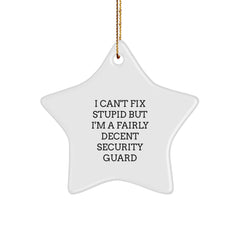 Funny Security Guard Gifts from Friends for Security Guard Star Ornament I Can't Fix Stupid - Image 1