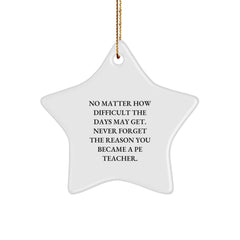 Funny PE Teacher Star Ornament Gifts from Men or Women to PE Teachers, Friends, Family or Coworkers - Inspirational Quote - Christmas Unique Gifts - Image 1