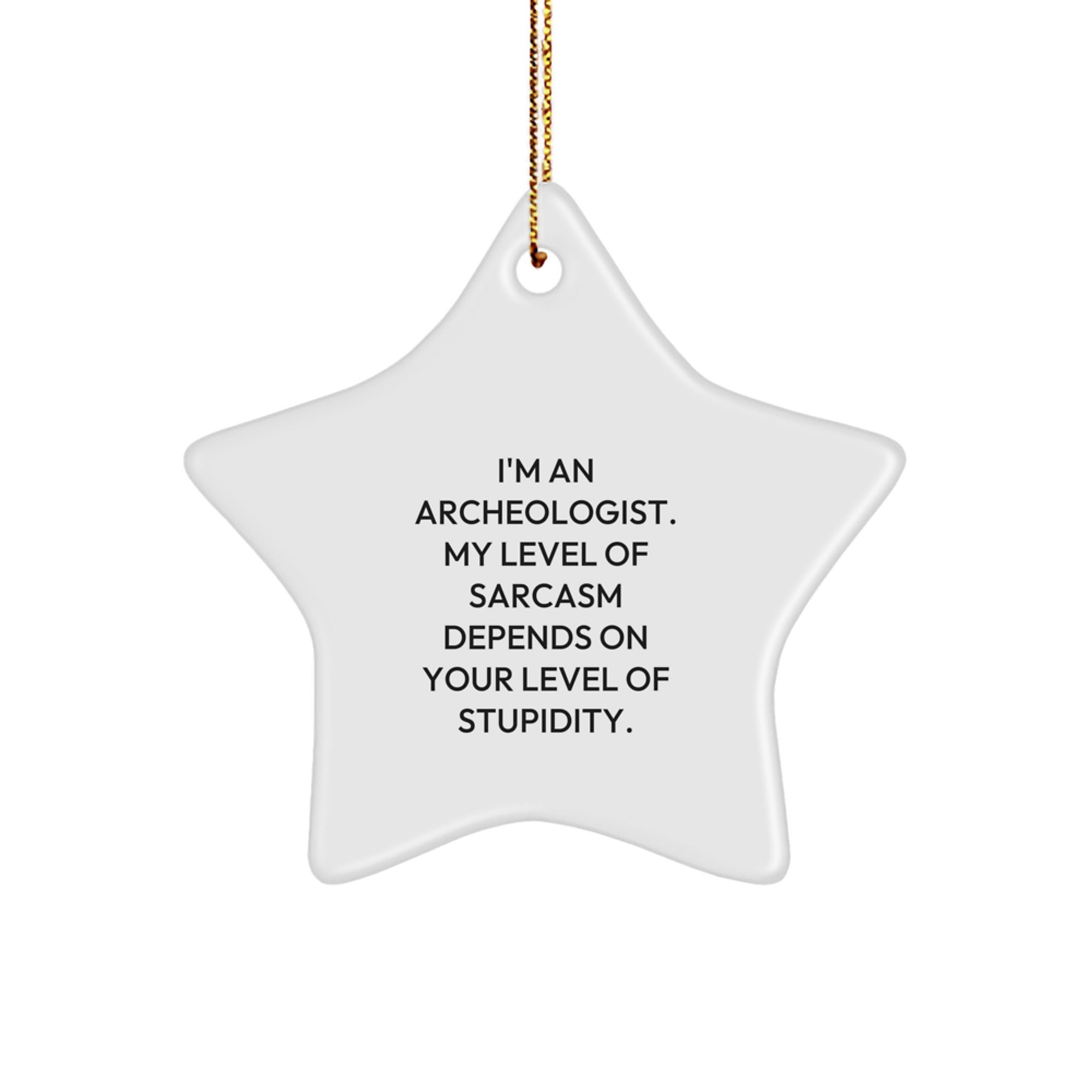 Archeologist Gifts, 'I'm An Archeologist. My Level Of Sarcasm Depends On Your Level Of Stupidity.' Funny Star Ornament, Gifts from Friends for Christmas - Image 1