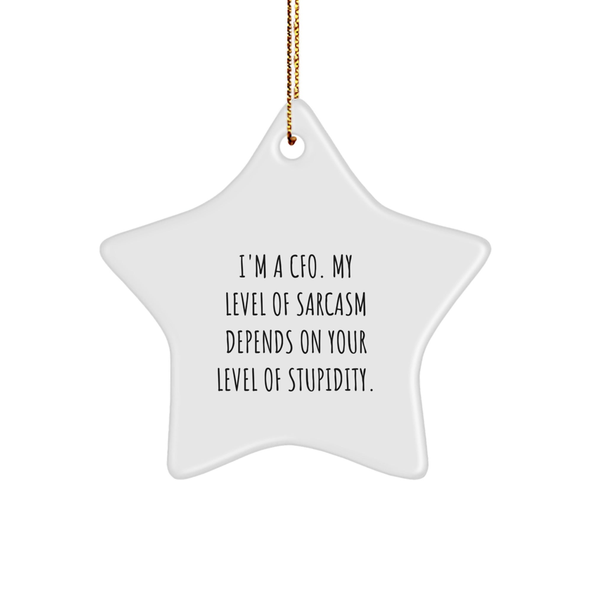 Funny CFO Gifts - 'I'm A CFO. My Level Of Sarcasm Depends On Your Level Of Stupidity.' Star Ornament for Christmas, Gifts from Friends to CFO, CFO Gifts for Men, Gifts for Women - Image 1
