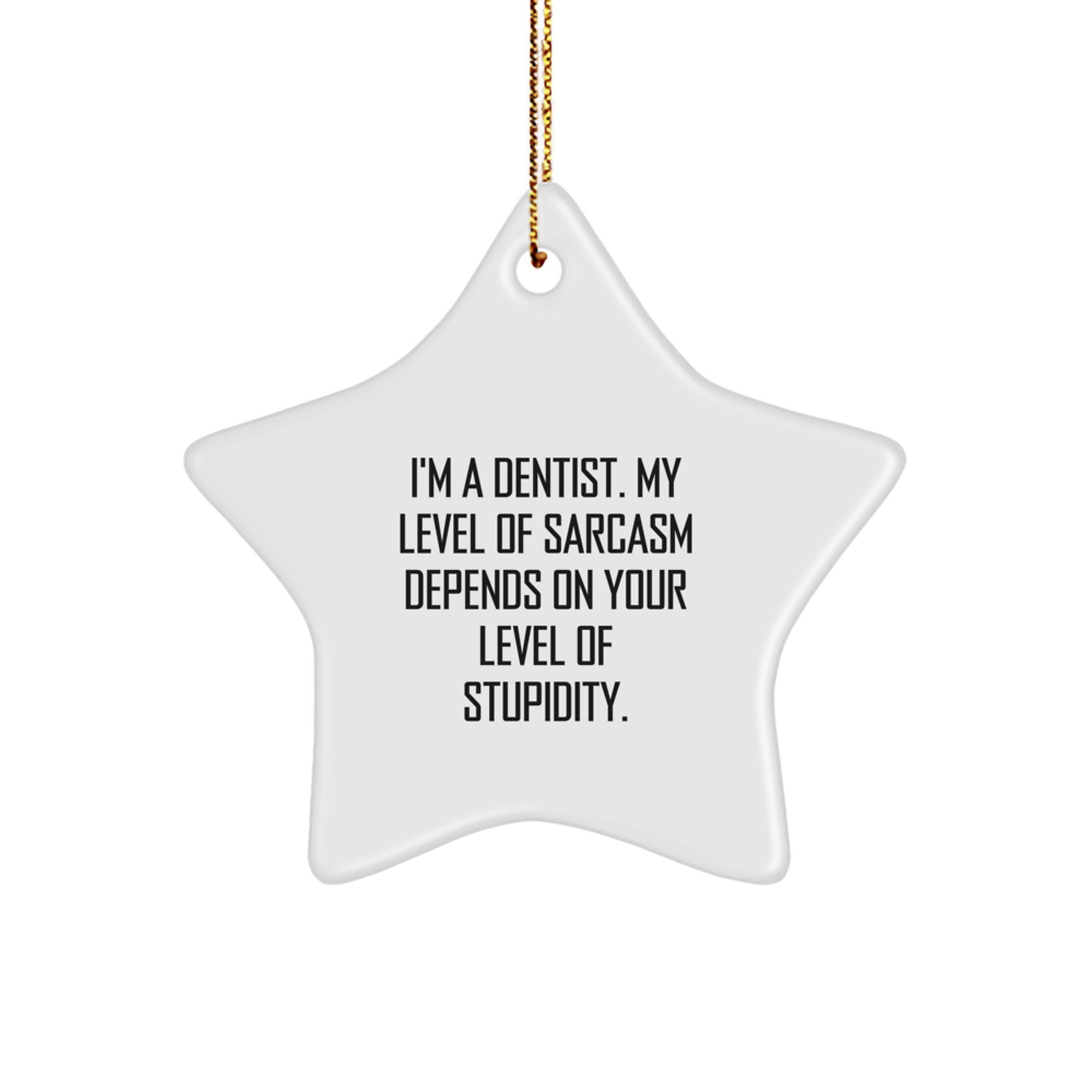 Gifts from Friends to Dentists - Funny Star Ornament, 'I'm A Dentist. My Level Of Sarcasm Depends On Your Level Of Stupidity.' - Unique Christmas Unique Gift for Men - Image 1