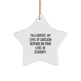 Gifts from Friends to Dentists - Funny Star Ornament, 'I'm A Dentist. My Level Of Sarcasm Depends On Your Level Of Stupidity.' - Unique Christmas Unique Gift for Men - Image 1