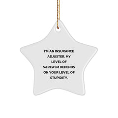 Funny Insurance Adjuster Gifts for Insurance Adjuster - Star Ornament with Sarcasm Quote - Gifts from Family, Perfect for Christmas - Image 1