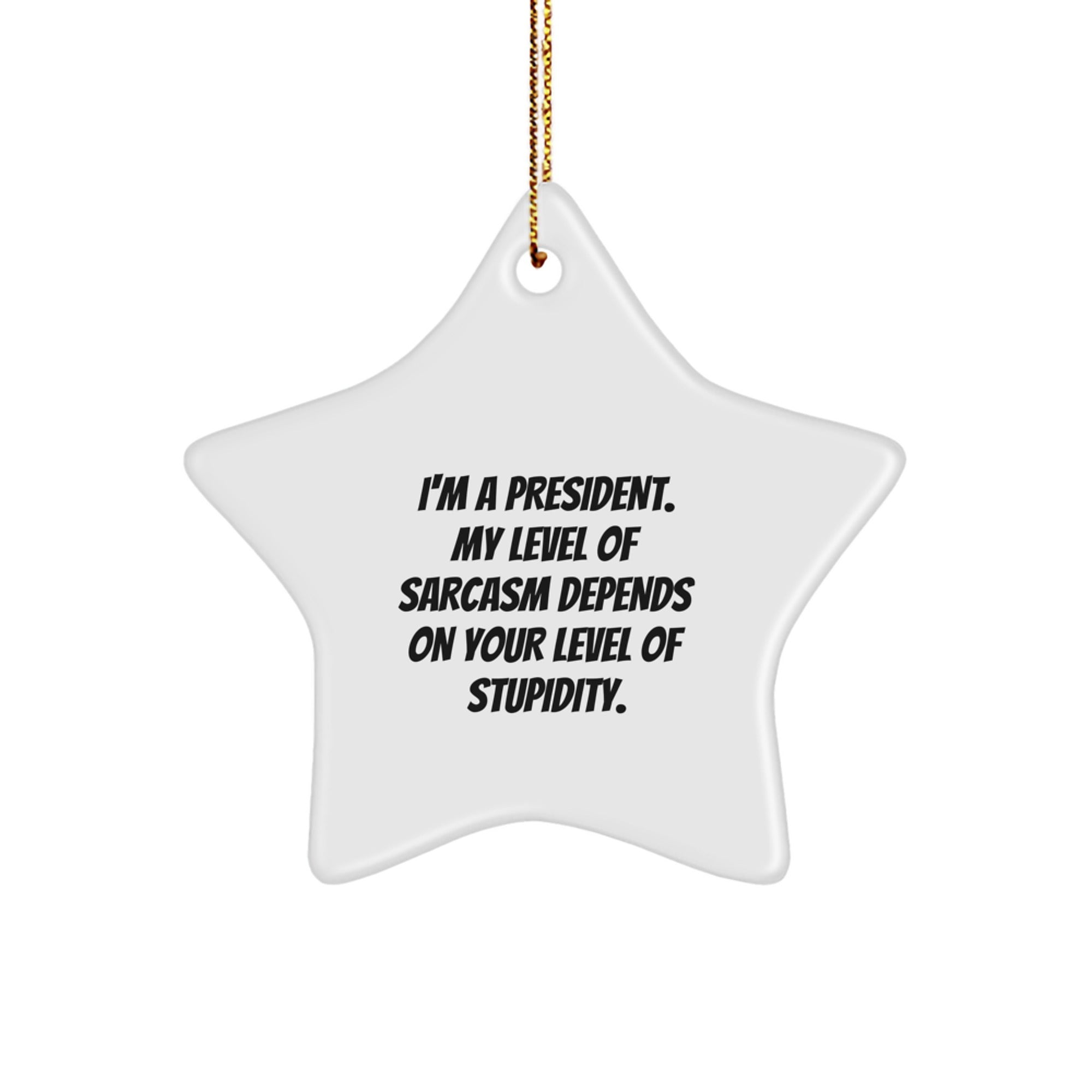 Funny President Star Ornament Gifts from Friends for Christmas - I'm A President, My Level Of Sarcasm Depends On Your Level Of Stupidity. - Image 1