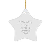 Funny Chef Star Ornament Gifts from Friends, Coworkers, or Family - Officially The World's Coolest Chef - Christmas Unique Gifts for Chef Men, Women, or Friends - Image 1