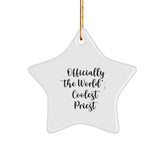 Funny Priest Gifts for Men - Officially The World's Coolest Priest Star Ornament, White, 3.25" Tall, Durable MDF with High-Gloss Plastic Finish, Gifts from Friends, Family, or Coworkers for Christmas - Image 1