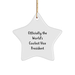 Funny Vice President Gifts for Men, 'Officially The World's Coolest Vice President' Star Ornament, Christmas Unique Gifts for Coworkers, Friends, Family - Image 1