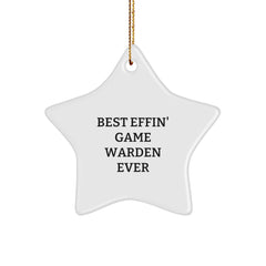 Game Warden Gifts from Friends - Best Effin' Star Ornament for Christmas, Funny Quote, White Star Shaped MDF, Gifts for Game Wardens, Men, and Women - Image 1