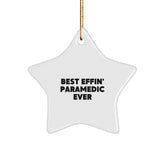 Funny Best Effin' Rescue Worker Ever Star Ornament, Gift for Rescue Worker from Family, Unique Christmas Unique Gift for Men or Women, Best Rescue Worker Ever Star Shaped MDF Ornament - Image 1