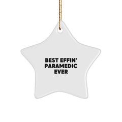 Funny Best Effin' Rescue Worker Ever Star Ornament, Gift for Rescue Worker from Family, Unique Christmas Unique Gift for Men or Women, Best Rescue Worker Ever Star Shaped MDF Ornament - Image 1