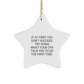 Funny CPA Gifts from Friends - White Star Ornament with Inspirational Quote, Perfect for Christmas - Image 1