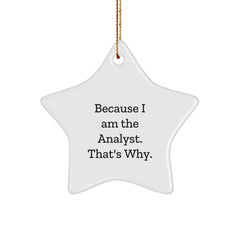 Funny Analyst Gifts from Friends, Christmas Unique Star Ornaments for Men, Star Shaped Gifts for Him, 'Because I Am The Analyst. That's Why.' Motivational Quote - Image 1