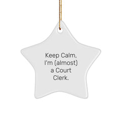 Funny Court Clerk Gifts from Friends - Keep Calm Star Ornament for Christmas - Image 1