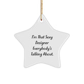 Designer Gifts from Friends, Gift for the Sexy Designer Everybody's Talking About, Christmas Star Ornament, White, 3.25" tall, MDF with High-Gloss Finish - Image 1