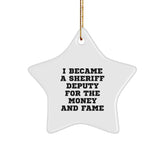 Funny Sheriff Deputy Gifts from Men to Sheriff Deputy for Christmas Unique Star Ornament - Image 1